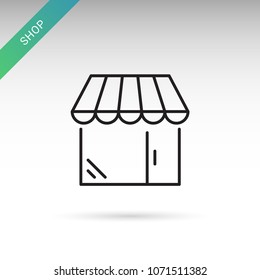 Small corner shop concept. Flat modern web outline icon isolated on white background.