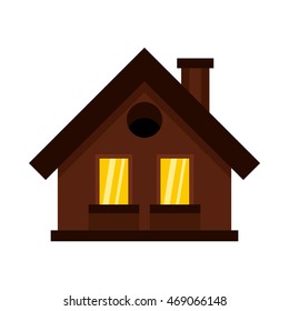 Small cottage icon in flat style on a white background