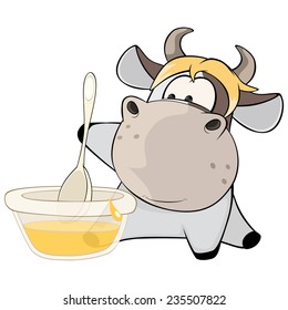 A small cow. Cartoon 