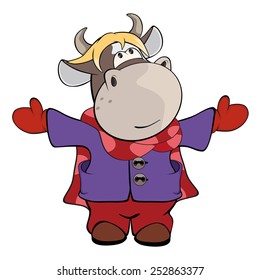 A small cow. Cartoon