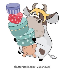 A small cow. Cartoon 