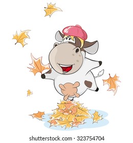 A small cow. Cartoon