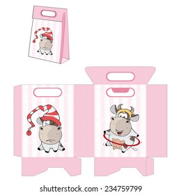 A small cow. Handbag packages pattern 