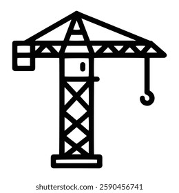 Small Crane Outline Icon Representing Construction, Lifting, and Heavy Machinery