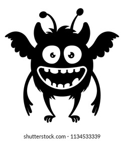 
A small creature with wings and antennas having angry face depicting chao monster 
