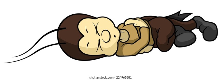 Small Cricket Sleeping - Cartoon Illustration, Vector