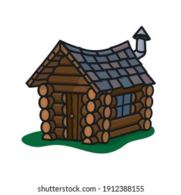 Pequeña cabaña de troncos aislada ilustración vectorial para el Día de la Cabina de Log el 28 de Junio. Símbolo de color de la cabaña de madera.