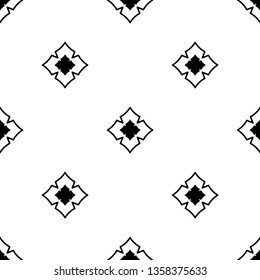 Small crosses elegant motif in black, white colours. Allover pattern for adult colouring book, interior, wallpaper, fabric, apparel textile, phone case. Modern monochrome oriental ornamental design