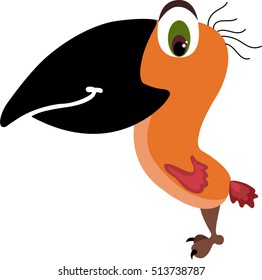 a small crow with a big beak. Vector illustration of a funny bird with a big beak and bright colors. The bird is made in a cartoon style and has an expressive look, which makes it comical.