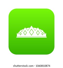 Small crown icon digital green for any design isolated on white vector illustration