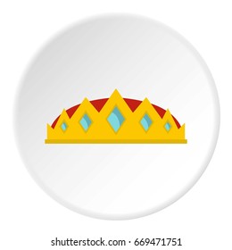 Small crown icon in flat circle isolated on white background vector illustration for web