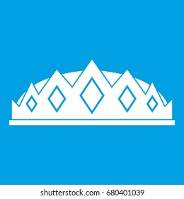 Small crown icon white isolated on blue background vector illustration