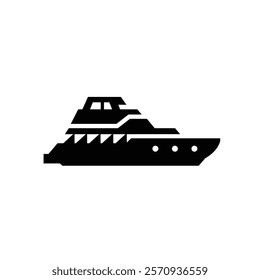 small cruise ship logo, sea transportation shiluet with minimalist style icon