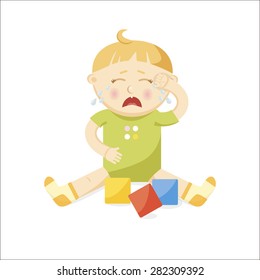 Small crying baby. Vector Illustration