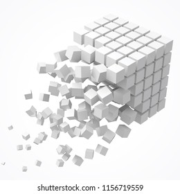 small cubes forming a big cube. blockchain and big data cncept. 3D style vector illustration.