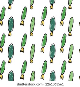 Small cucumbers on a transparent background. Endless cucumber pattern vector illustration