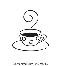 A small cup of tea or coffee on a saucer.