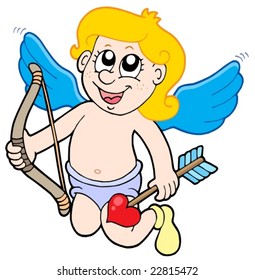 Small cupid with bow - vector illustration.
