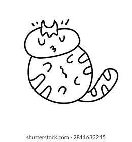 small curled up cat doodle simple black line art