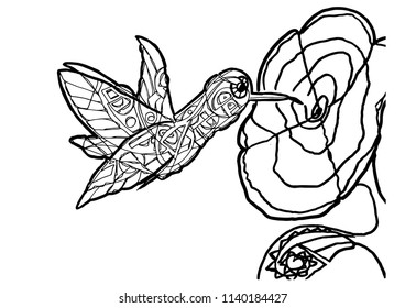Small cute abstract bird coloring page for adult
