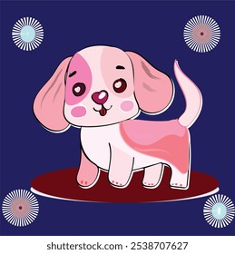 Small cute cartoon smiling dog