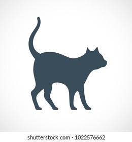 Small cute cat vector silhouette icon illustration isolated on white background