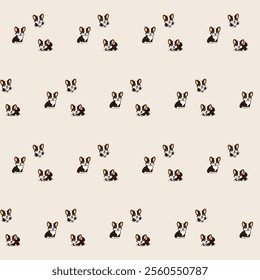 Small Cute Corgi Dog Cartoon Character Seamless Pattern Background. Adorable Domestic Pet Puppy Animal Textile Childish Print. Baby Gift Wrapping Paper Decoration Design. Kawaii Dog Portrait. 