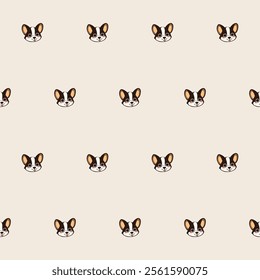 Small Cute Corgi Dog Cartoon Character Seamless Pattern Background. Adorable Domestic Pet Puppy Animal Textile Childish Print. Baby Gift Wrapping Paper Decoration Design. Kawaii Dog Portrait. 