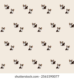 Small Cute Corgi Dog Cartoon Character Seamless Pattern Background. Adorable Domestic Pet Puppy Animal Textile Childish Print. Baby Gift Wrapping Paper Decoration Design. Kawaii Dog Portrait. 