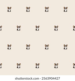 Small Cute Corgi Dog Cartoon Character Seamless Pattern Background. Adorable Domestic Pet Puppy Animal Textile Childish Print. Baby Gift Wrapping Paper Decoration Design. Kawaii Dog Portrait. 