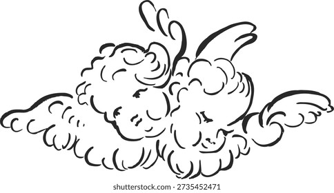 Pequeno anjo cupido bonito para papelaria de casamento delicado