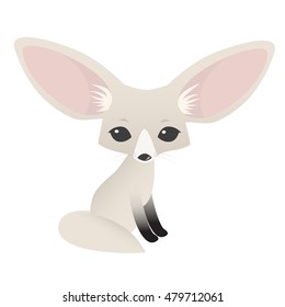 Small cute fennec with big ears // editable vector illustration