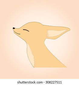 small cute Fennec fox with big ears smiling 
