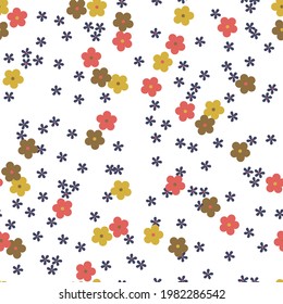 Small cute floral seamless vector pattern Isolated on white background.