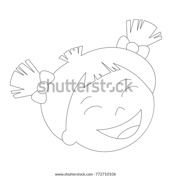 Small Cute Girl Face Cartoon Outlined Stock Vector Royalty Free