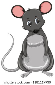 Small cute grey rat illustration
