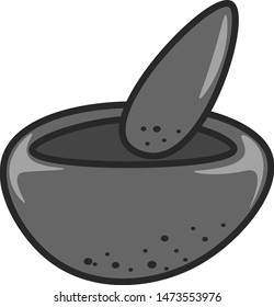 A small cute grinder in stone, vector, color drawing or illustration.