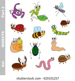 Small cute insects set in vector, the colorful version.