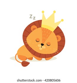 Small cute lion cub sleeps. 