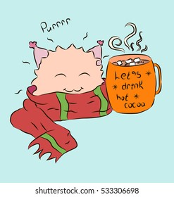 small cute monster warm scarf cup cocoa