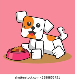 small and cute puppy with fun block