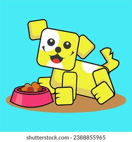 pequeño y lindo cachorro con bloque divertido