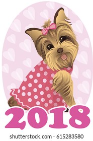 Small, cute puppy girl. Vector illustration.