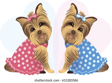 Small, cute puppy girl. Vector illustration.