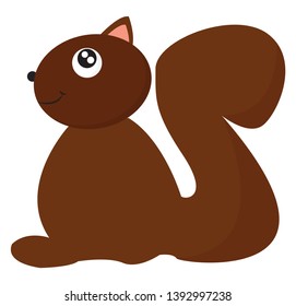 Ein kleines süßes Eichhörnchen, das dick ist und mit einer großen Schwanzfarbe, Vektorgrafik oder -zeichnung versehen ist