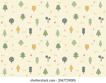 Small and cute tree icon pattern. Simple pattern design template.