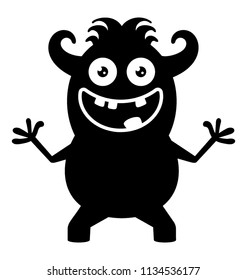 
A small cute worm shape character having horns like devil, worm devil monster 
