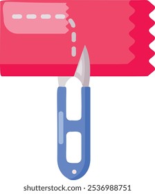 Small Cutting tool vector flat icon design, Handcrafted symbol, Perfect fit clothing sign,Sew and Tailor materials stock illustration, thread snips cutting the extra excess fabric concept