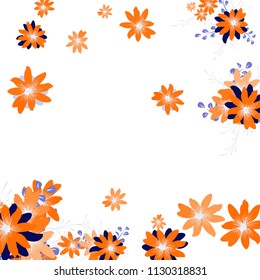 Small Daisy Flowers. Cute Tiny Daisies on White Background. Vector Texture for Banner, Cover, Print. Trendy Natural Ground in Vintage Style.