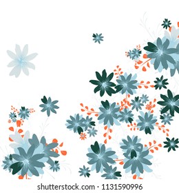 Small Daisy Flowers. Delicate Small Daisies on White Background. Vector Texture for Paper, Cover, Print. Trendy Natural Ground in Vintage Style.